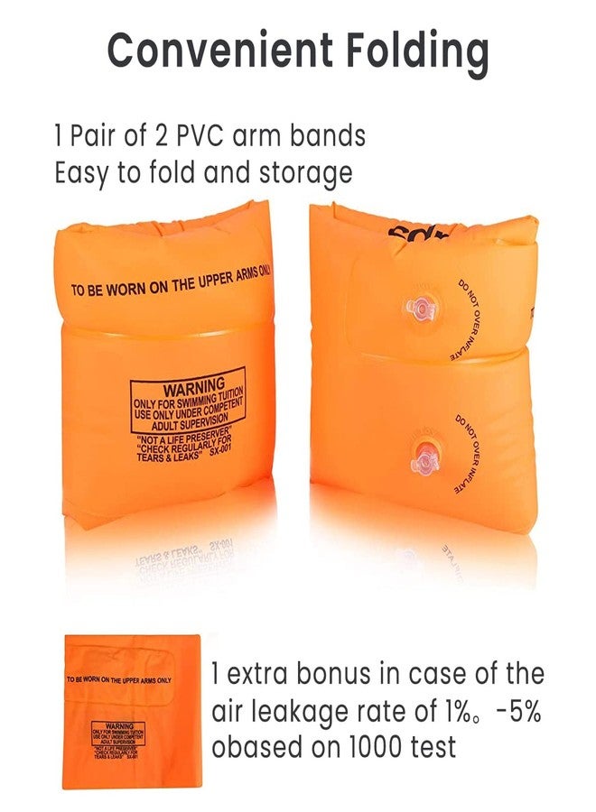 Proberos® Inflatable PVC Float Arm Sleeves Adult Kid Swimming Safe Float Dual Air Bag Design Arm Floats for Swimming Pool, 1 Pair, Orange - Image 3